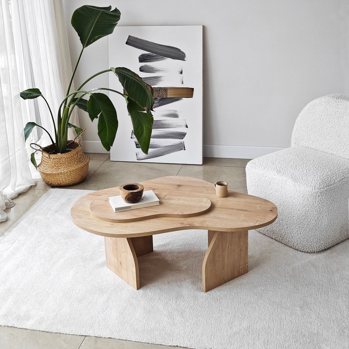 Asir - Salontafel - Saffiereiken - 105 x 65 x 35 cm