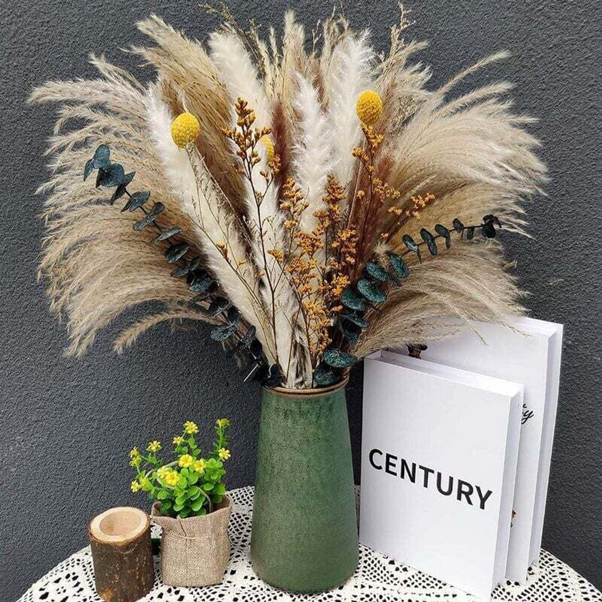 Gedroogde pampasgrasbloemen 46 cm – 60 bosjes natuurlijk boeket – elegante woondecoratie – perfect geschikt voor decoratieve vazen – Pampasgras - 7