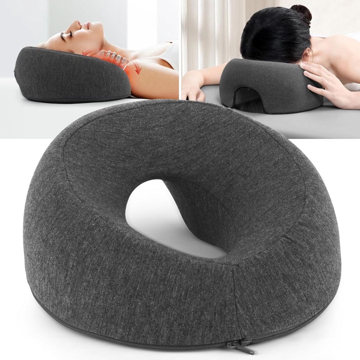 LNMsolutions® Massagekussen - Massagekussen Rug - Nek en Schouder Massage Apparaat - Grijs - 11cm x 18cm x 2cm
