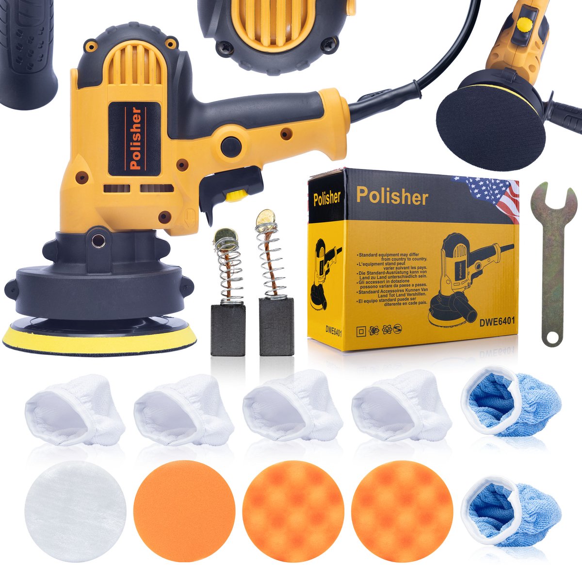Rosfix Polijstmachine Auto Set - 700W, 125mm Schijf - 600-3700 Rpm - Polijsten Auto - Meubilair