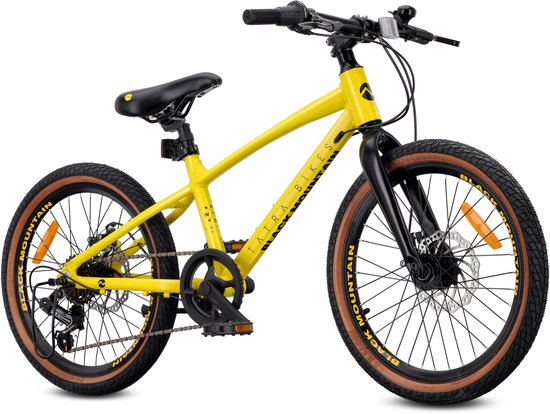 Tatra Bikes Kinderfiets 20 inch, Fiets voor Kinderen van 5 tot 8 jaar met aluminium frame, 6 derailleurversnellingen, schijfremmen, bel, voetsteun, reflectoren (Geel) van Tatra Bikes — afbeelding 5