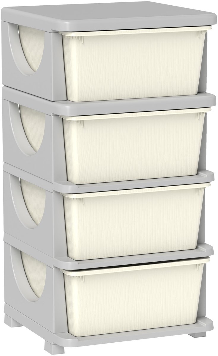 HOMCOM - Opbergdozen voor kinderen - PP - 37x37x76cm - Crème