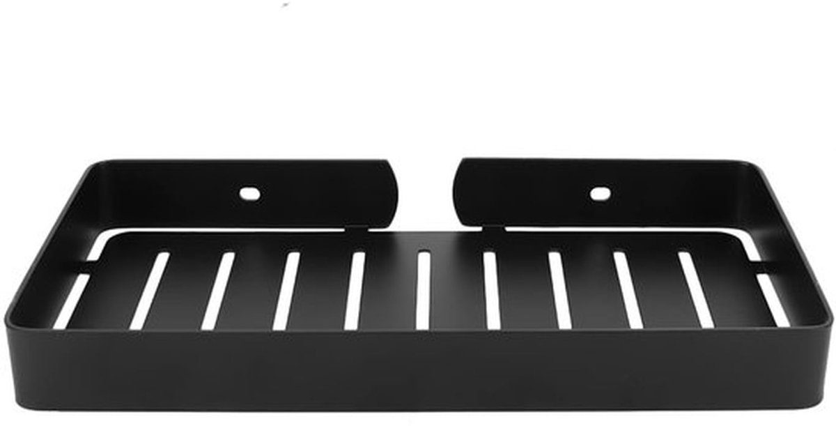 Badkamerplank Roestvrij Staal 304 - Wandhouder - Zeeprek met Afvoer - Opbergrek - Zwart - 23x12x2,5 cm
