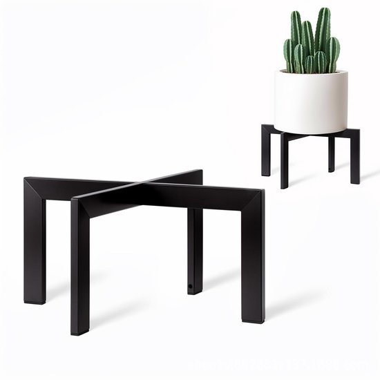 Plantenstandaard voor binnen, plantenhouder voor binnen, plantenstandaard, 15 cm hoge zwarte metalen plantenverhoger, stabiel voor bloempotten in de woonkamer, op het balkon of in de tuin, eenvoudig te monteren