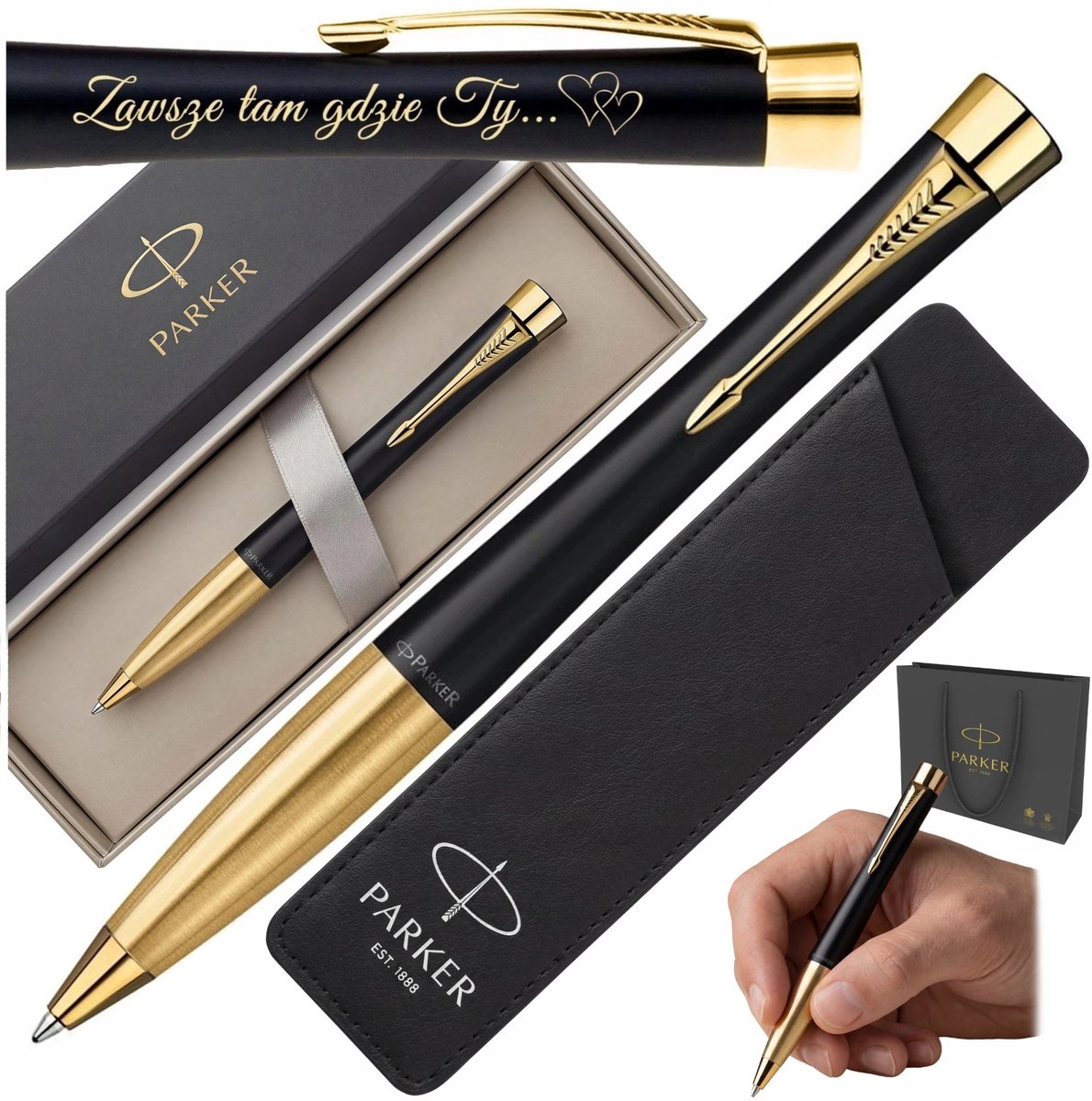 Parker Urban Zwart Goud Pennenset met gravure en etui - Cadeau