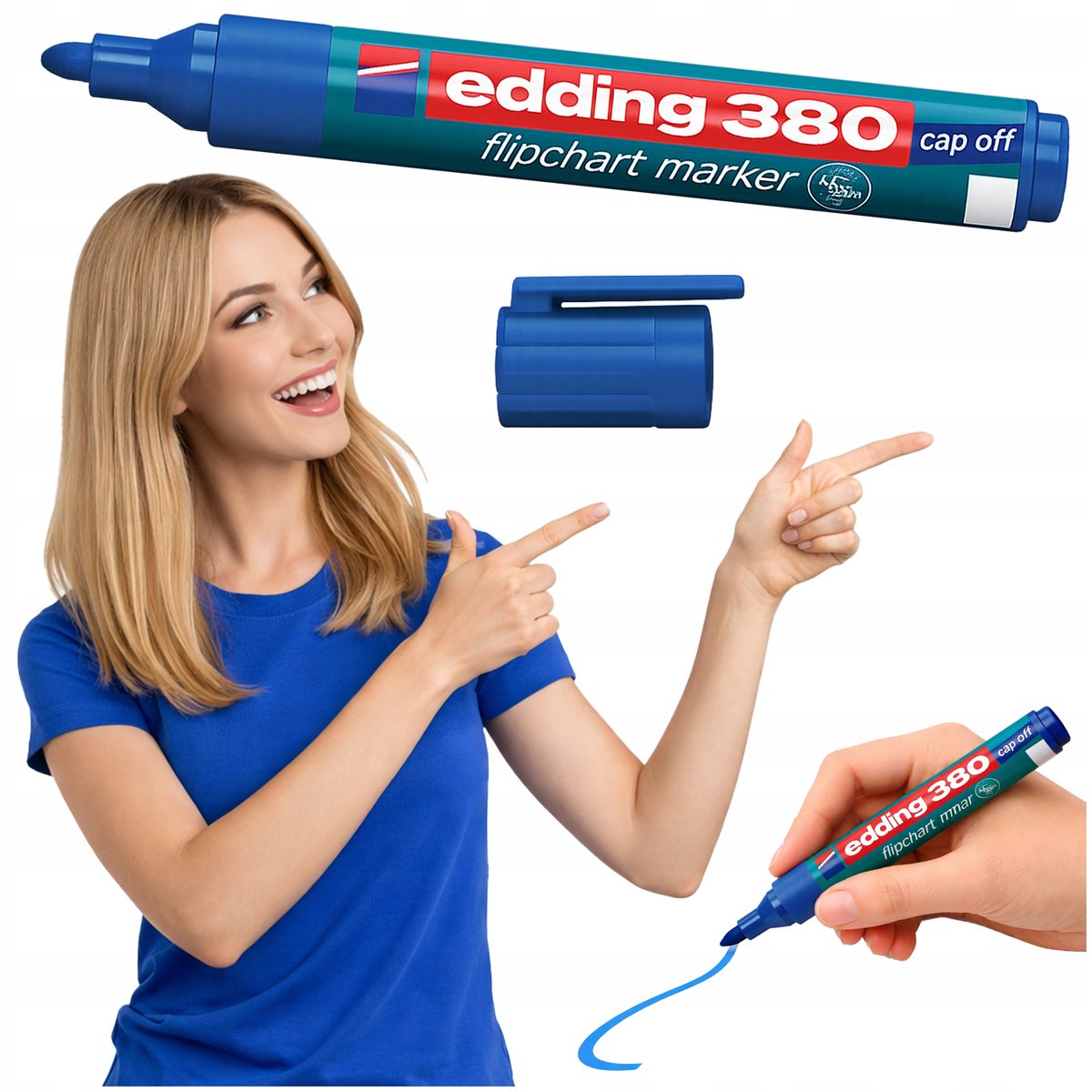 Edding Whiteboard Marker Blauw, 1,5-3 mm, geurloos, vlekvrij