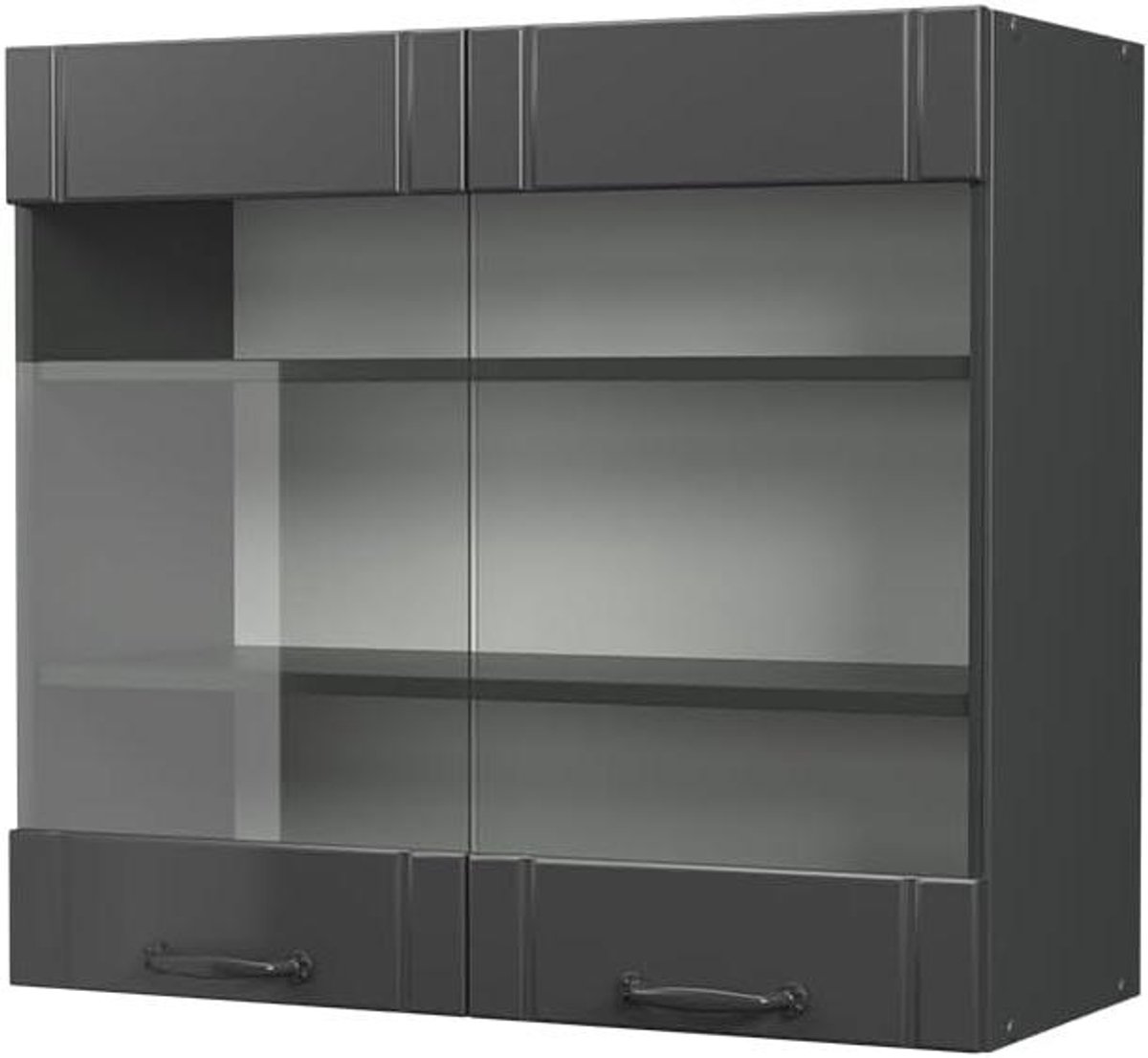 Keukenkast Hangend - Muurkast Keuken - Keuken Organiseren - Soft-close Scharnieren - 80 cm Breed - Donkergrijs