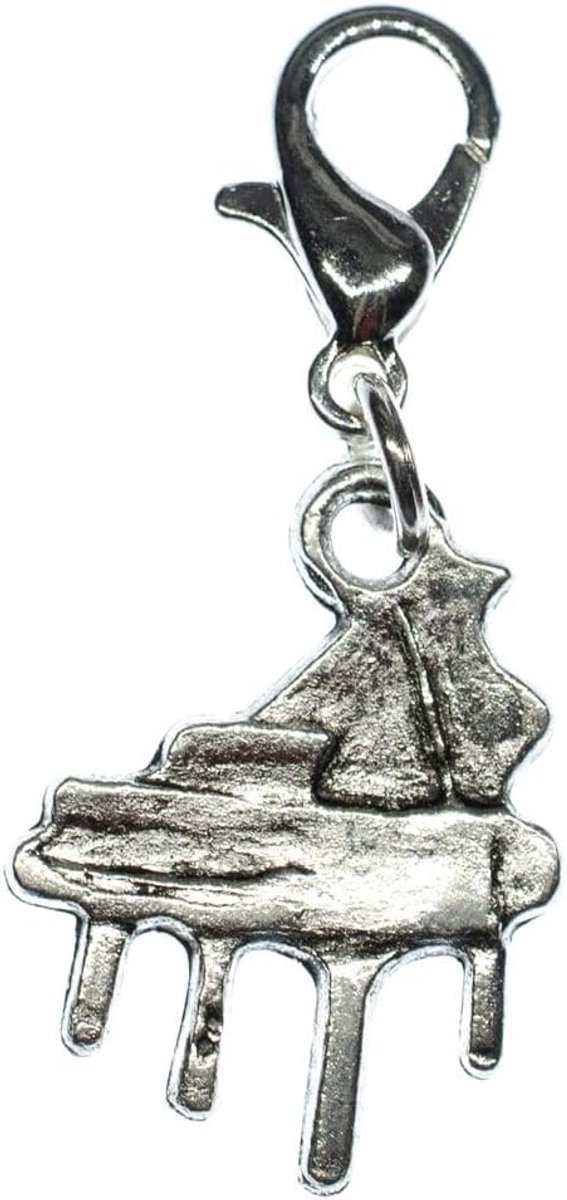 Pianomano, bedel zilver, piano, vleugels, muziekinstrument, toetsinstrument, pianist muzikant, concertvleugels, klassieke kettinghanger, verzilverd, bedelarmband, hanger voor armband, 20