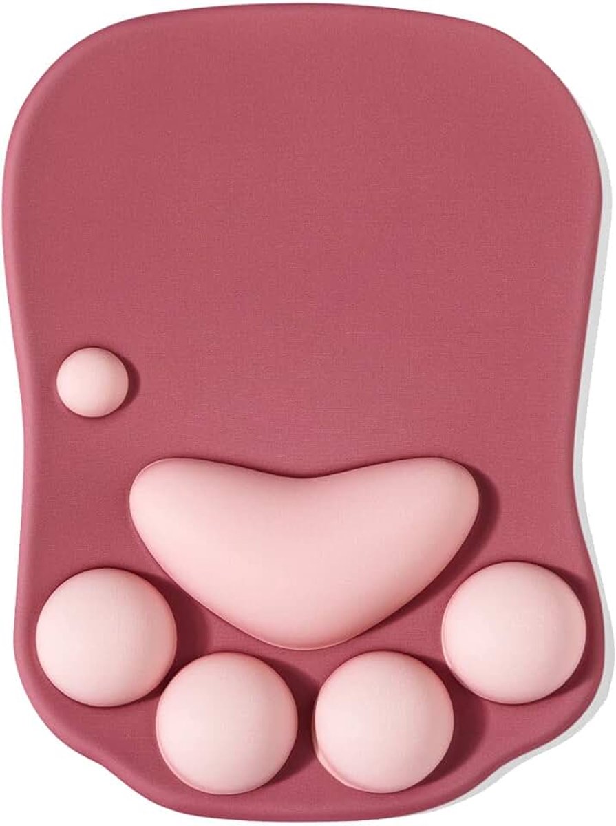 Cat Paw Muismat, Ergonomische Muismat met Polssteun, Siliconen Gel Mouse Pad, voor thuis/kantoor/gaming, Wijn Rood | DOBAOJIA Ergonomische muismat, gaming-muismat, met siliconengel, voor thuis/kantoor/gaming