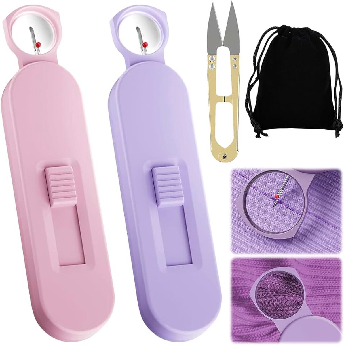 2-in-1 Seam Ripper Vergrootglas, handig met trimschaar voor naden, multifunctionele draadscheider voor het verwijderen van draden