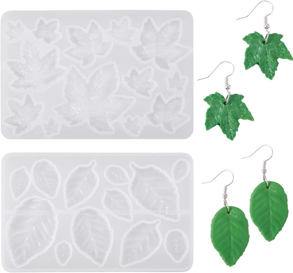 2Pcs Blad Hangers Siliconen Mallen Esdoorn Bladeren Hars Gietvorm Voor Uv Epoxy Hars Oorbel Sieraden Maken Sleutelhanger Craft