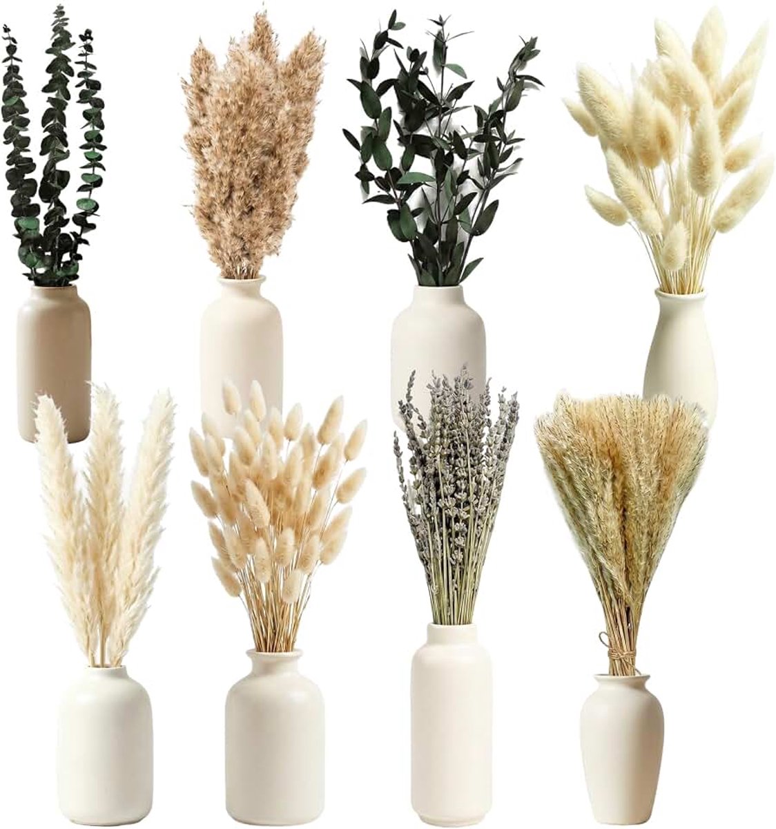 100 stuks decoratieve pampa's, decoratieve droogbloemen combinaties meerdere natuurlijke gedroogde bloemen wooncultuur Boheemse stijl voor eettafel bruiloft party decoratie