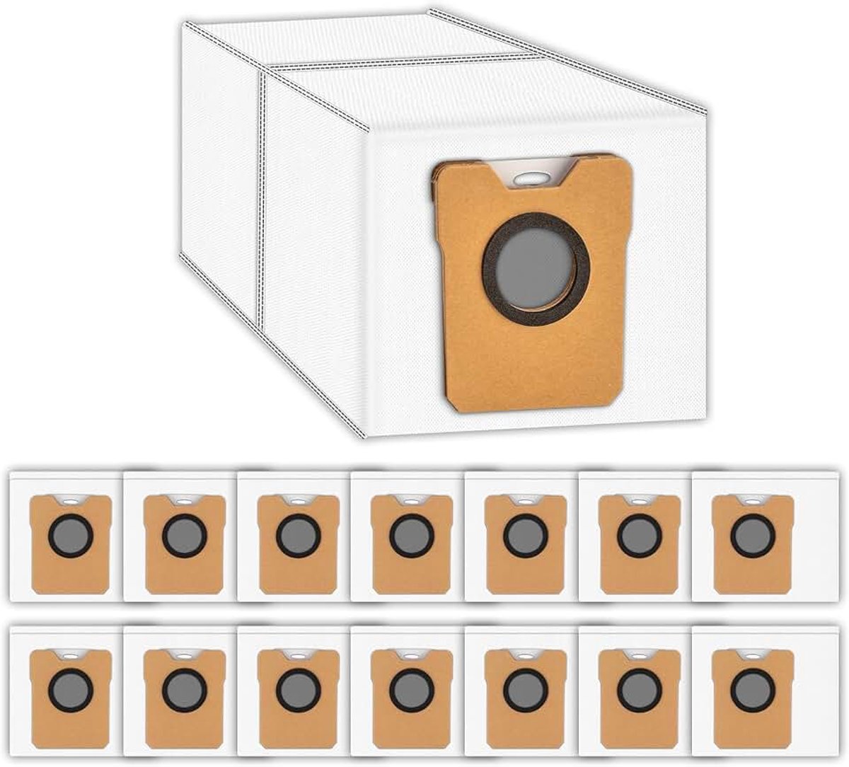 (15 Stuks) Omni C20 C10 Vervangende Stofzakken Compatibel met Eufy Robot Vacuum Omni C20 C10 Self Empty Station, Filterzakken voor Robotstofzuiger, Accessoireset
