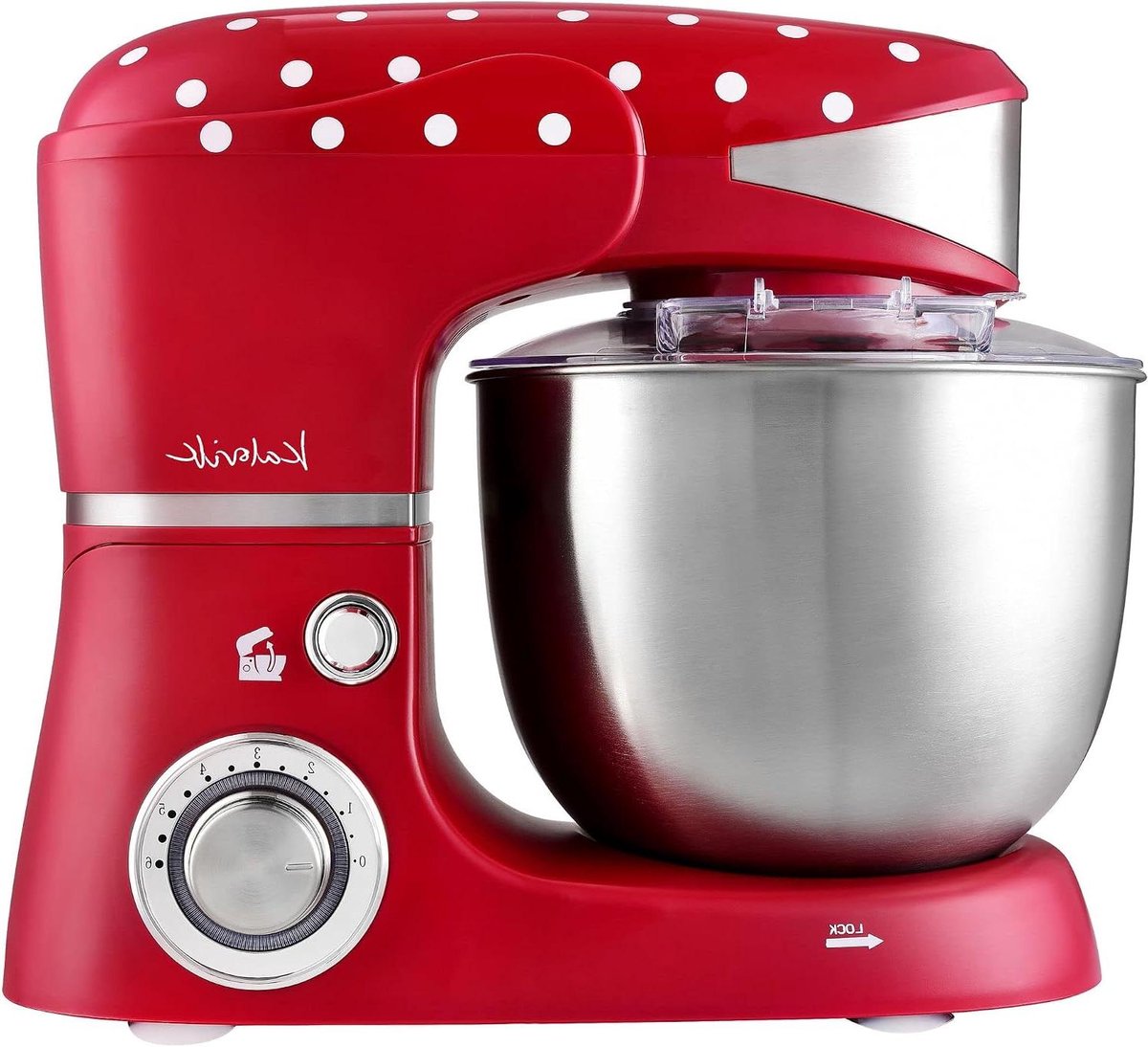 Keukenmachine - Mixer Kom - Bakken en Mixen - Planetair Roersysteem - 5 Liter Kom - Rood Wit