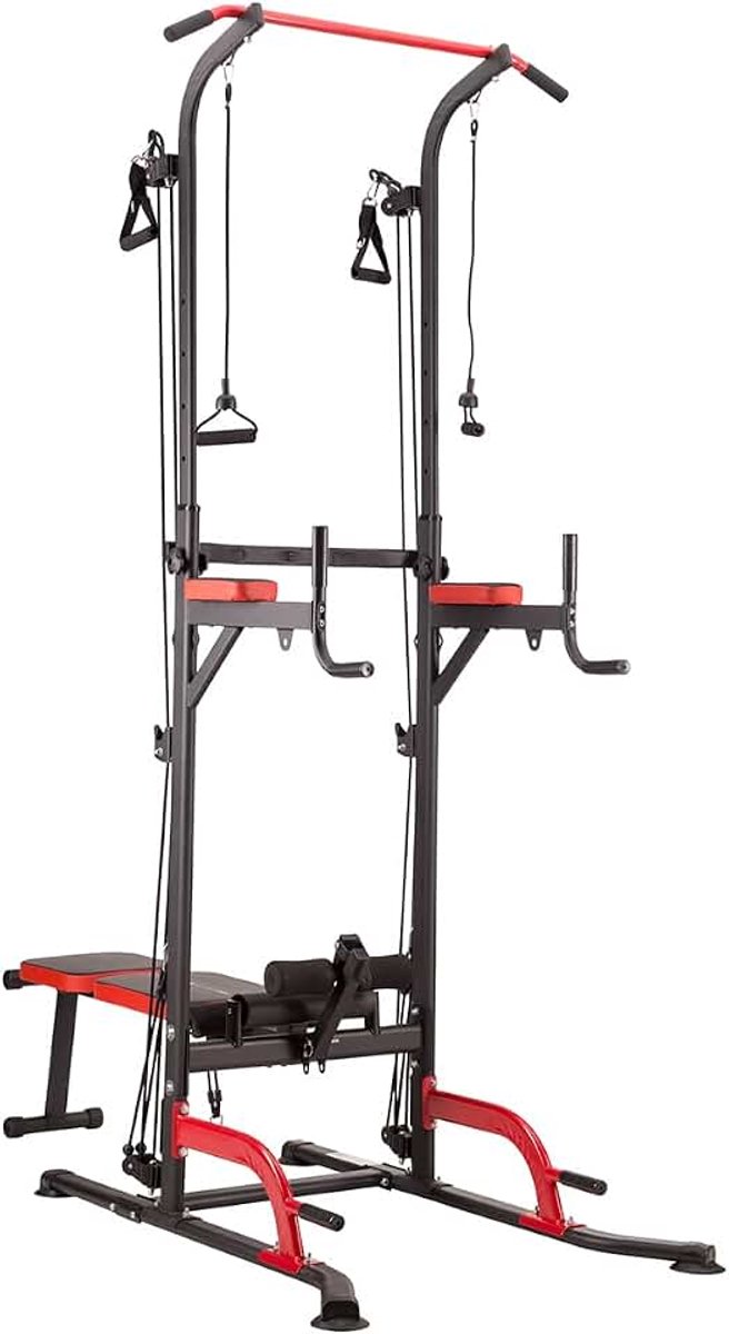 Power Tower Pull Up Station met meerdere accessoires