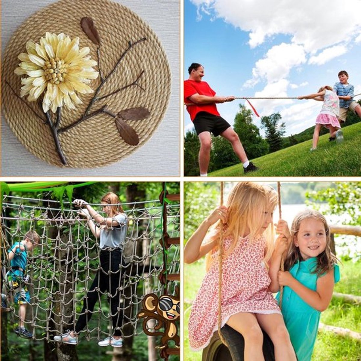 Natuurlijk Jute Touw 20 mm - 12 meter - Decoratief Touw voor Tuin en Handwerk - Doe-het-zelf Decoratie - Touwtrekken - Afsluittouw - Leuningtouw