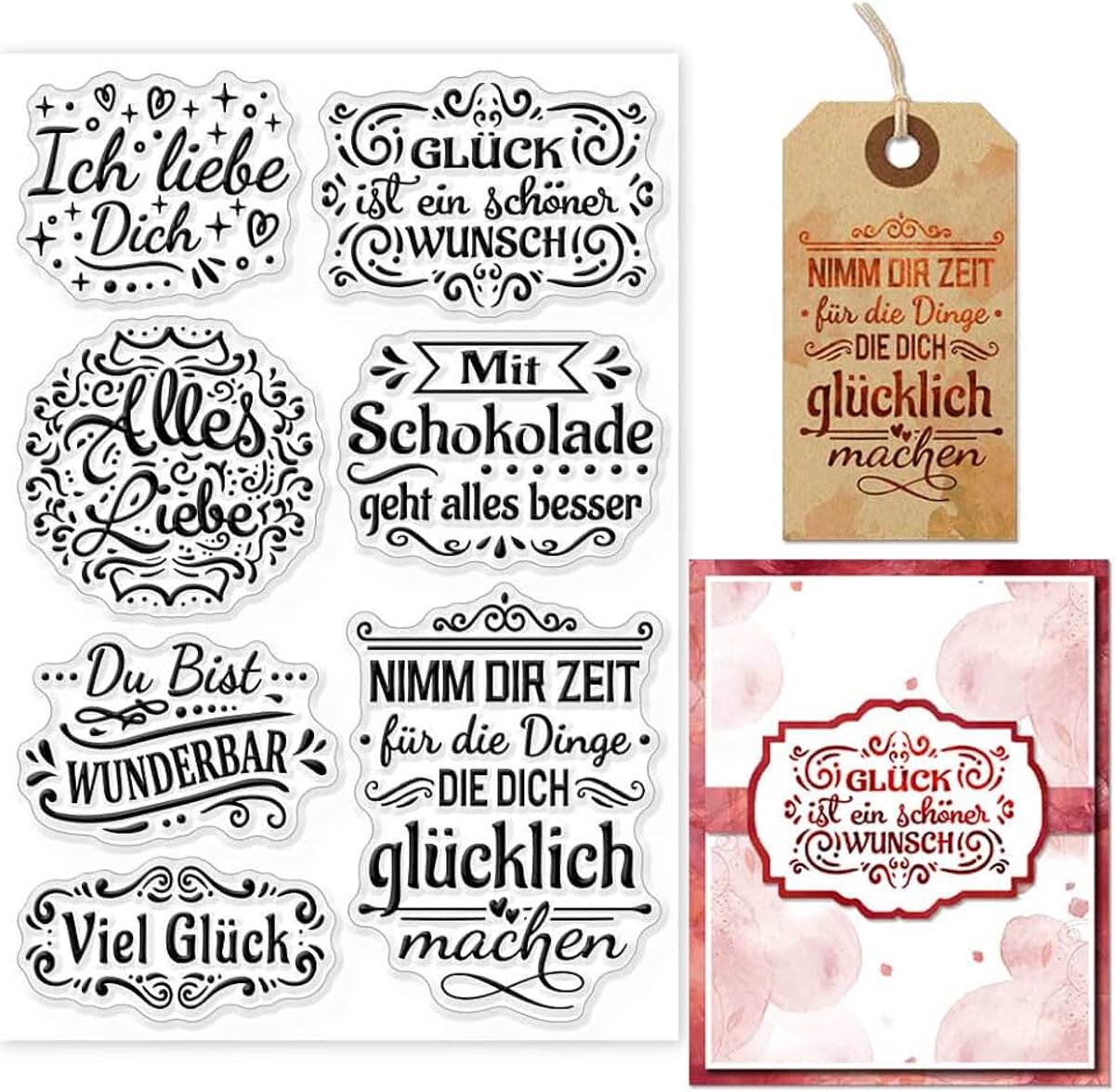Retro spreuken Duitse transparante stempels voor doe-het-zelf scrapbooking vintage Duits emotioneel woord siliconen stempel transparante stempel zegel voor kaarten dagboek fotoalbum