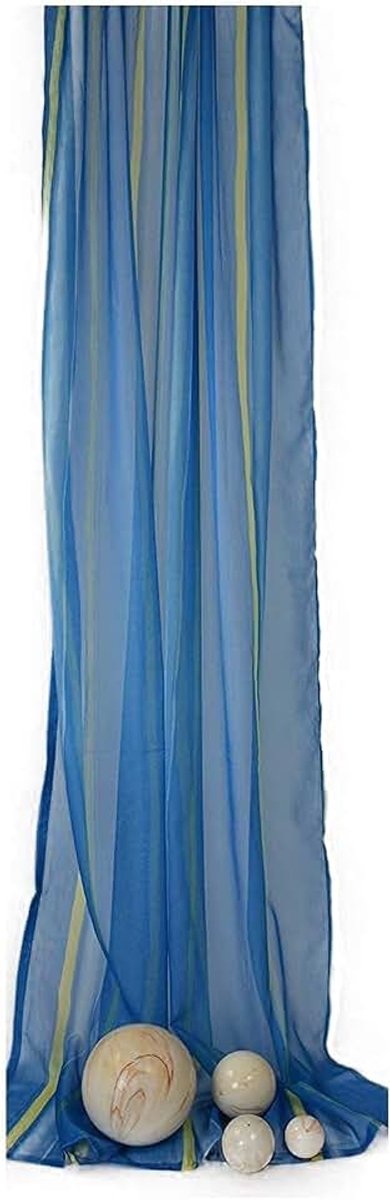 Kunstgordijn gordijn gordijn gordijn gordijn gordijn voile universele band semi-transparant 140/245 blauw/geel