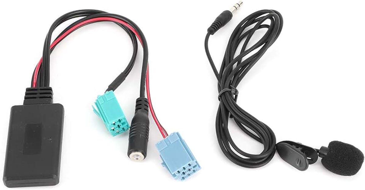 Audio Adapter, 6Pin Bluetooth Audio Kabel Auto Stereo AUX-IN Adapter met Microfoon Fit voor Clio/Espace/Megane