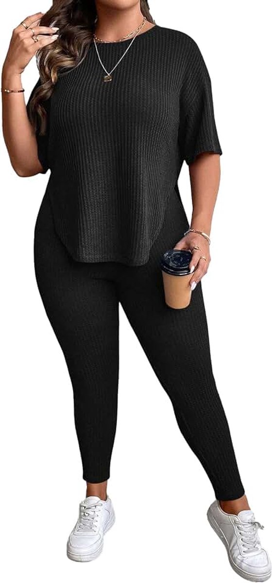 Loungewear-set voor dames, bovendeel met korte mouwen en leggings