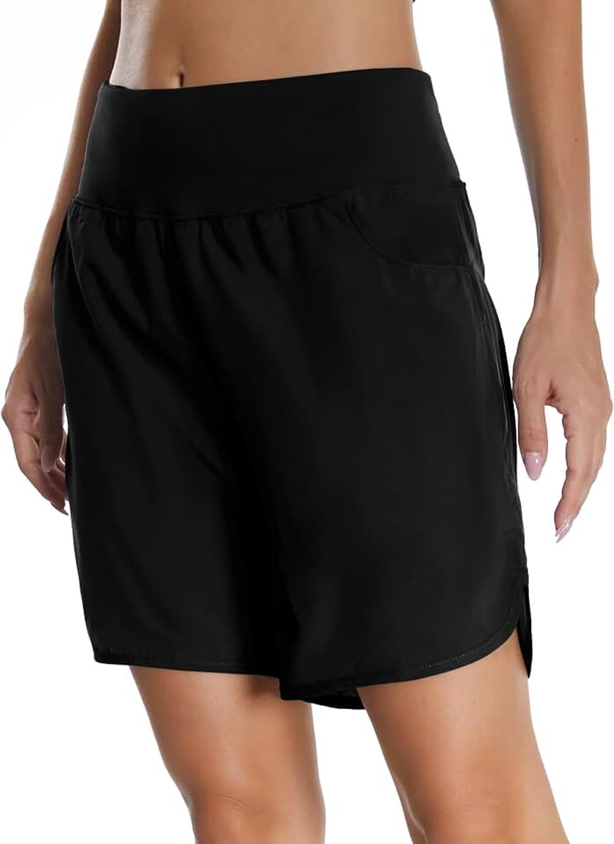 Sportbroek Dames Kort Hardloopshort Hoge Taille Sport Shorts Ademende Fitnessbroek met Binnenslip