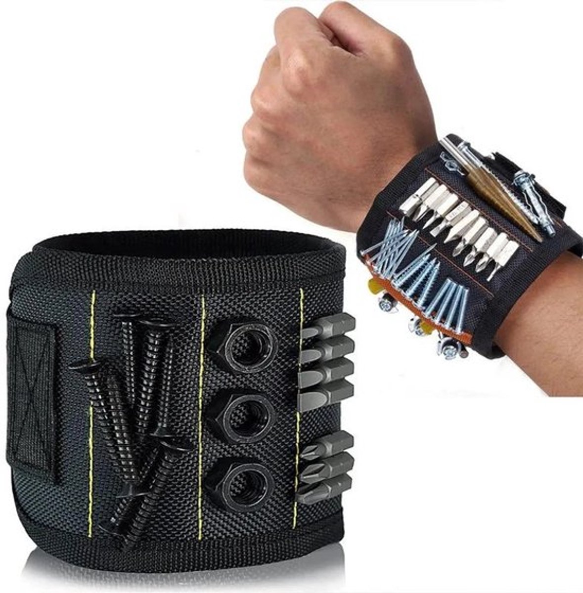 Magnetische armband met schroefsluiting, geschikt voor gebruik op de bouwplaats, voor bouw- en decoratiedoeleinden.