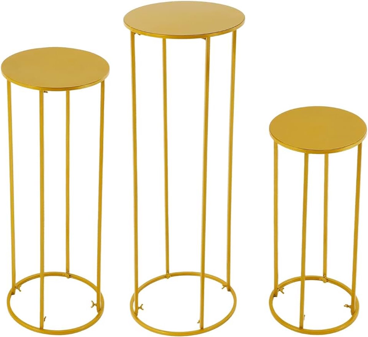 Cilindrische bloemenstandaard, goud, bloemenstandaard, bruiloft, modern, vrijstaand, decoratieve standaard-set voor bruiloften, verjaardagsfeesten, banketten, jubileumfeesten