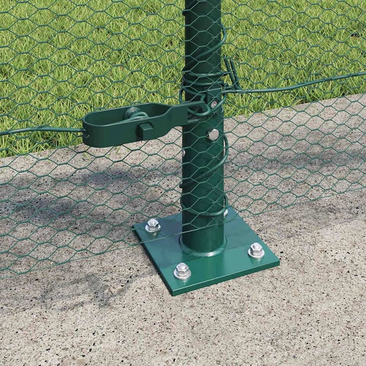 Zeshoekig hek groen 1x100 m staal, hekpalen met basisplaten 13 STK? 32 mm 110 cm verzinkt staal omheining bouwmaterialen Model3353588