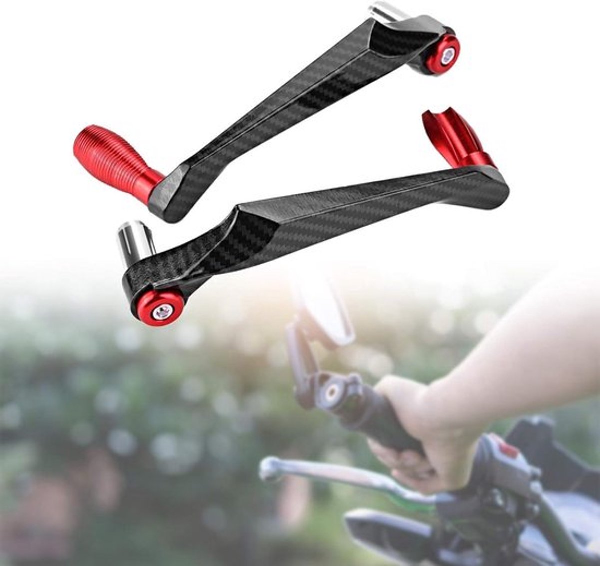 Motorfiets stuurbeschermer 7/8 inch voor veilig rijden - rem en koppelingshendel beschermer - geschikt voor motorfiets, scooter, elektrische auto en mountainbike - rood