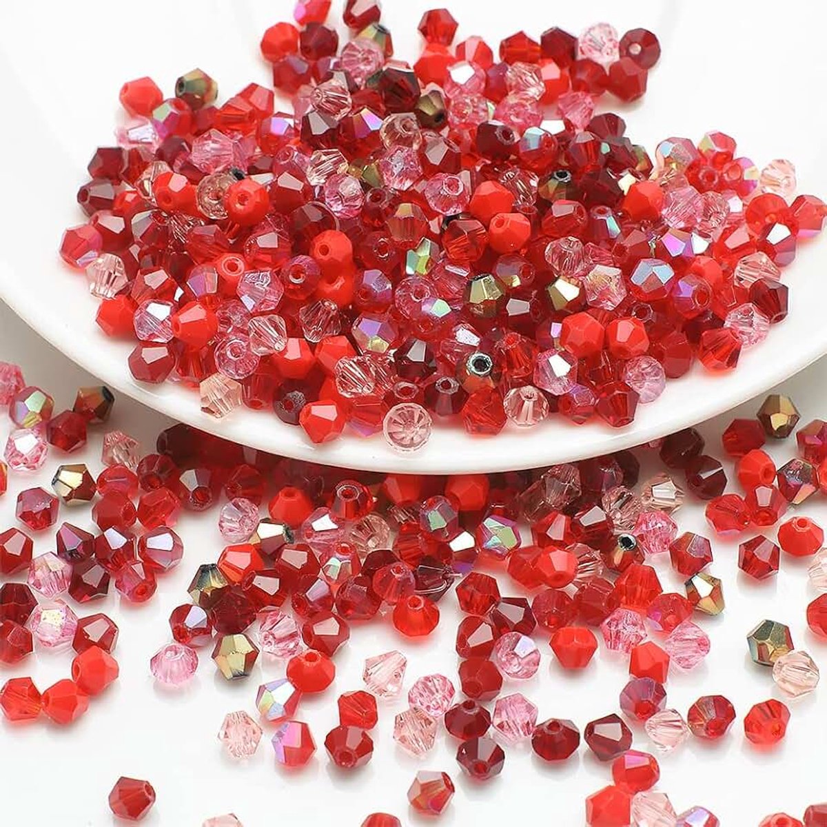 Kralen,facet glazen kralen,kleurrijke glazen kralen,kunstkralen,meerkleurig,gesorteerde kralen,gemengde knutselkralen voor handwerk,halskettingen,sieraden,rood