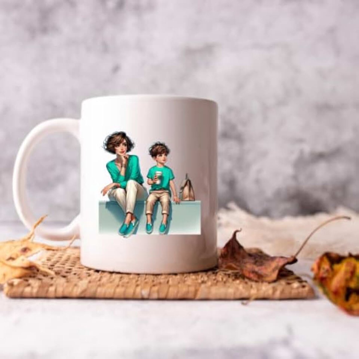 Mok - stijlvol design, 330 ml, cadeau voor mama en zoon, vaatwasmachinebestendig (groen)