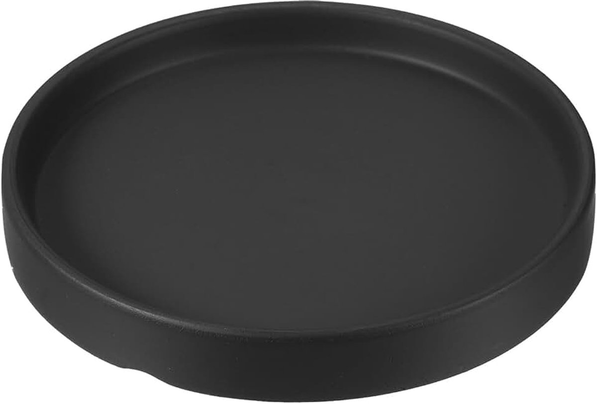 Plantenpot schotel 15,7 cm, keramische ronde bloemlekbak voor binnen buiten, zwart