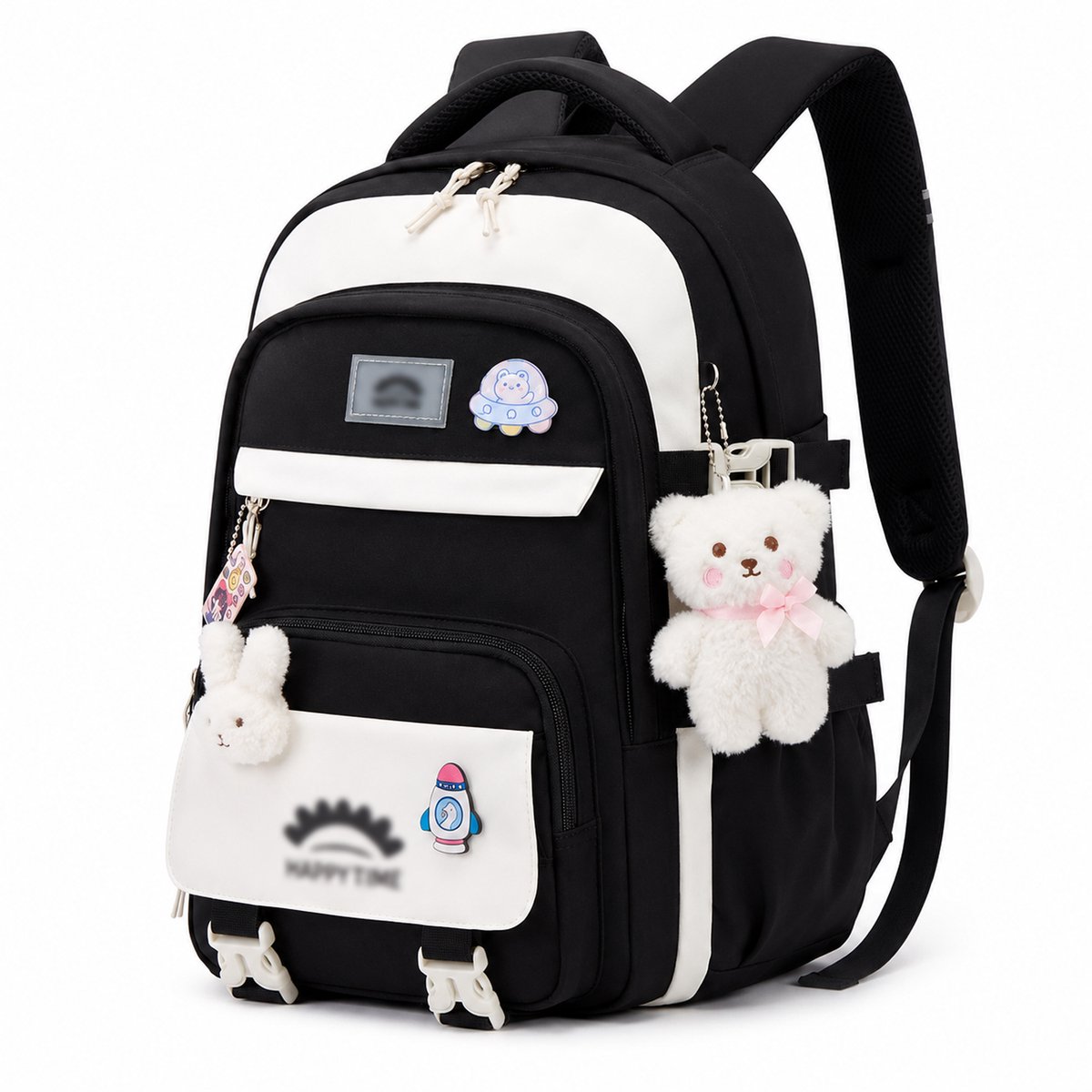 Rugzak - Schoolrugzak - 22 Liter - Lichtgewicht - Waterafstotend Nylon - voor Meisjes en School - Zwart