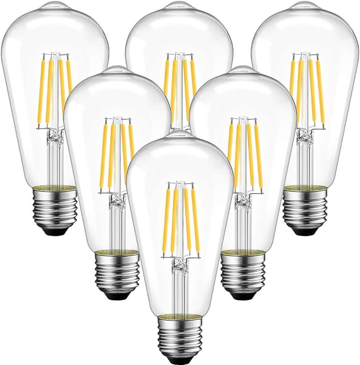 Antieke 4W ST64 Eekhoornkooi Filament Lamp, Peer Retro E27 Led Edison Lampen, Industriële Decoratieve Vintage Verlichting, 40W Equivalent, Warm Wit 2700K, 470Lm, Niet-dimbaar, (6 STUKS)