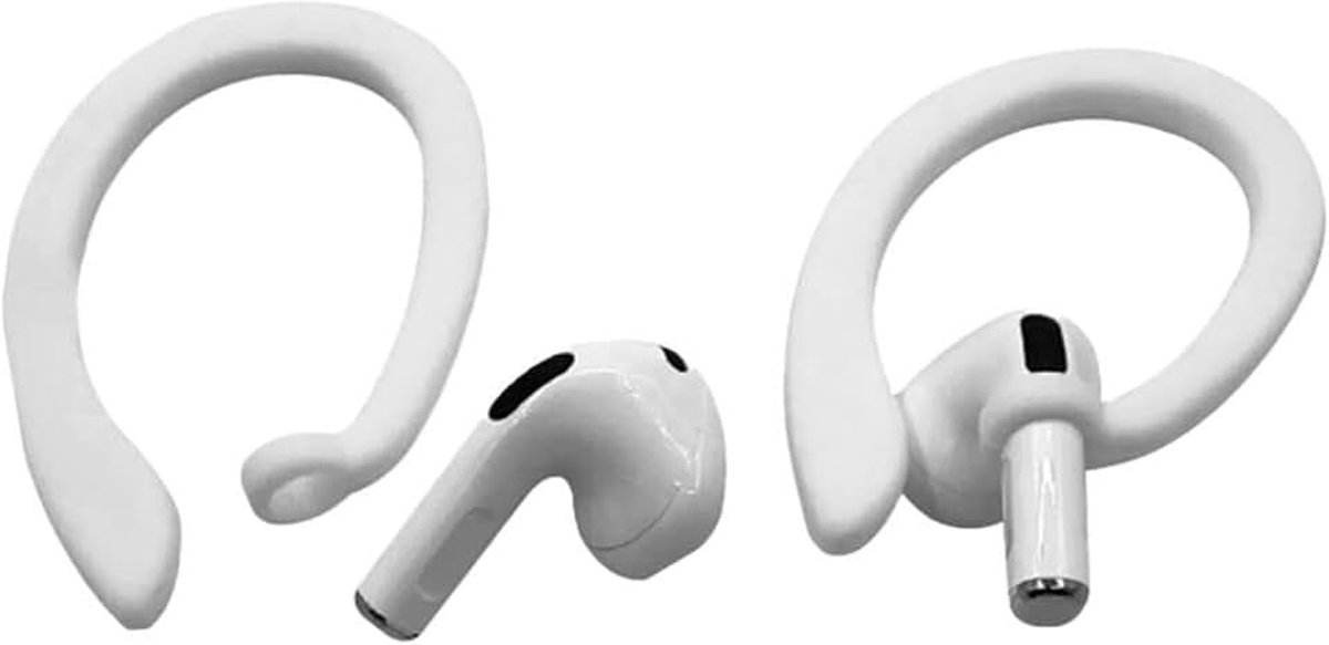1 paar anti-verlies oorbeugels voor bluetooth-hoofdtelefoon, geschikt voor Airpods, Apple hoofdtelefoon, sportaccessoires, anti-verlies, siliconen oorhaak, wit