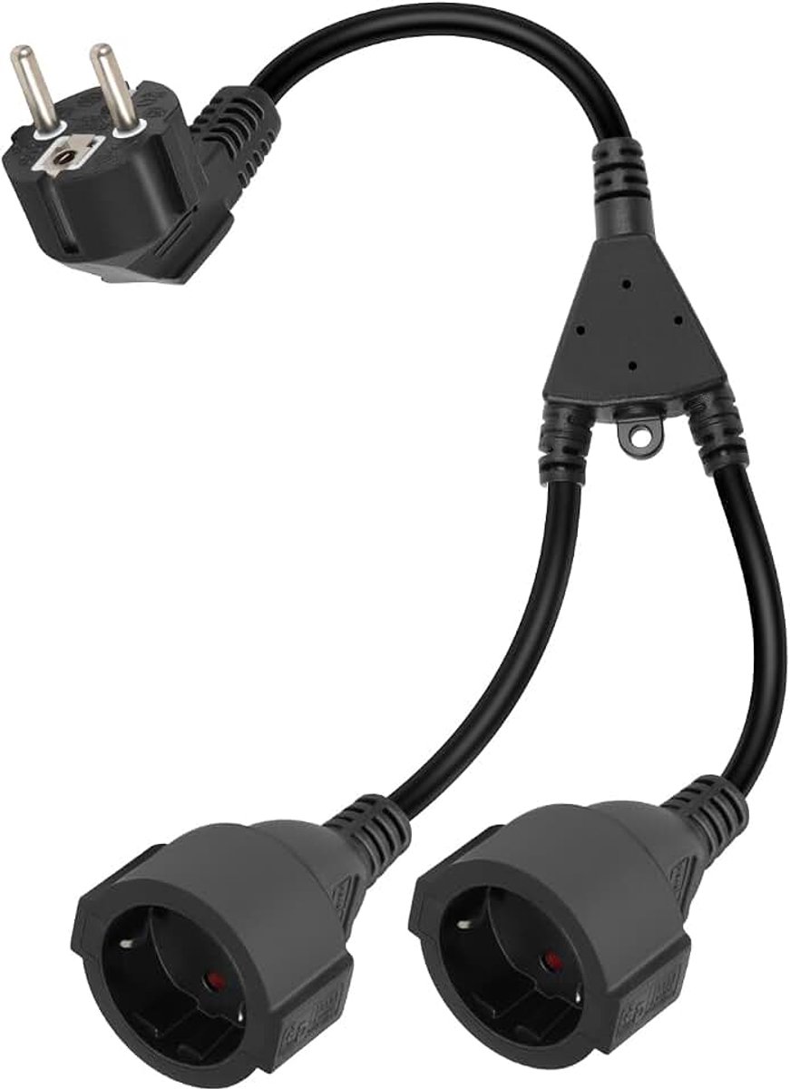 Geaard verlengkabel, Schuko verlengkabel, 250 V, 16 A, IP44, buiten geaard contact type F (CEE 7/7), stekker naar bus, voor thuis, keuken, kantoor (zwart 1 tot 2)