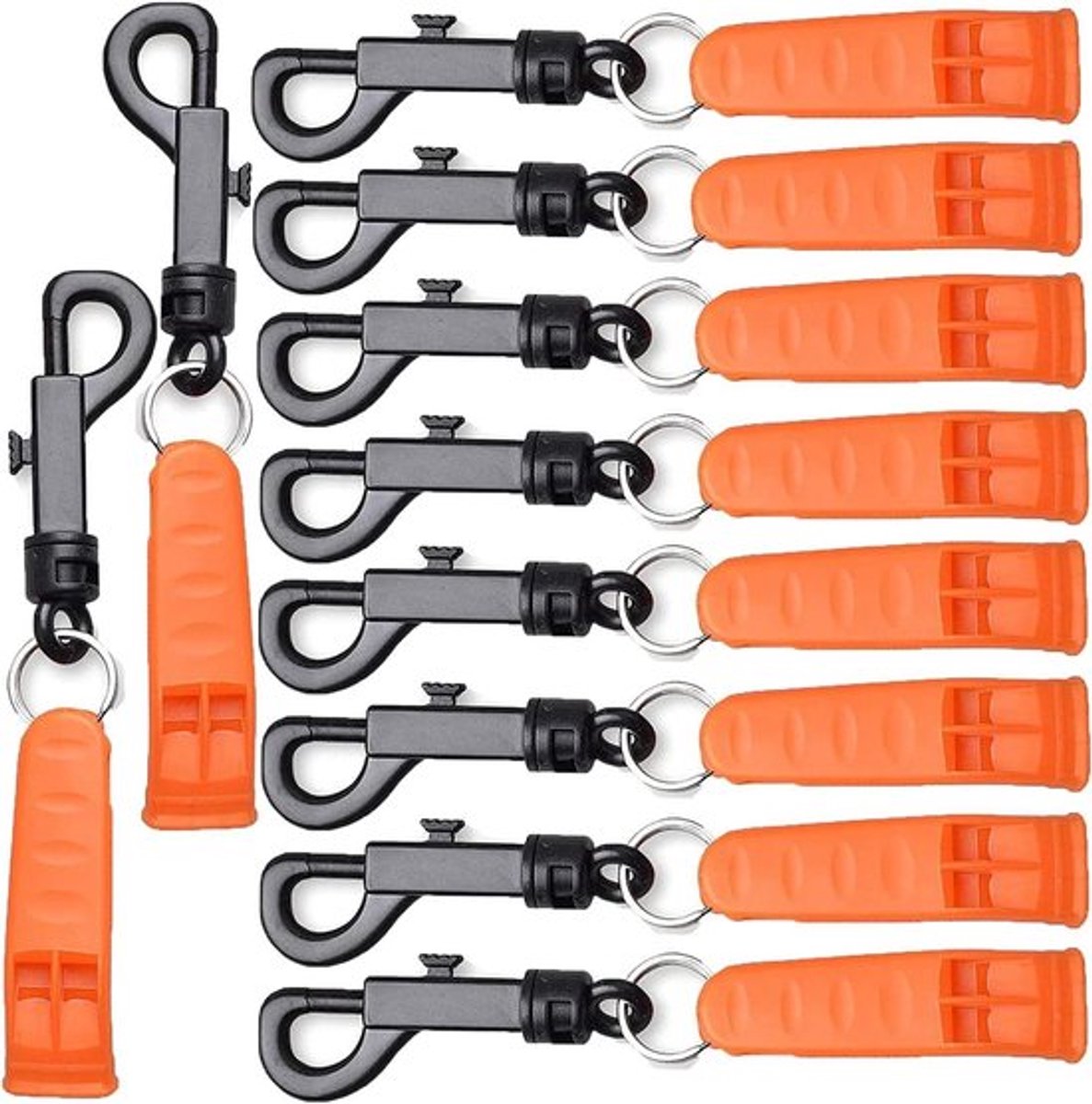 Veiligheidsnoodfluitjes - Clip haken - Essentiële overlevingsuitrusting - 10 stuks - Signaliseren - Persoonlijke veiligheid - Familie - Outdoor - Kamperen - Boottochten