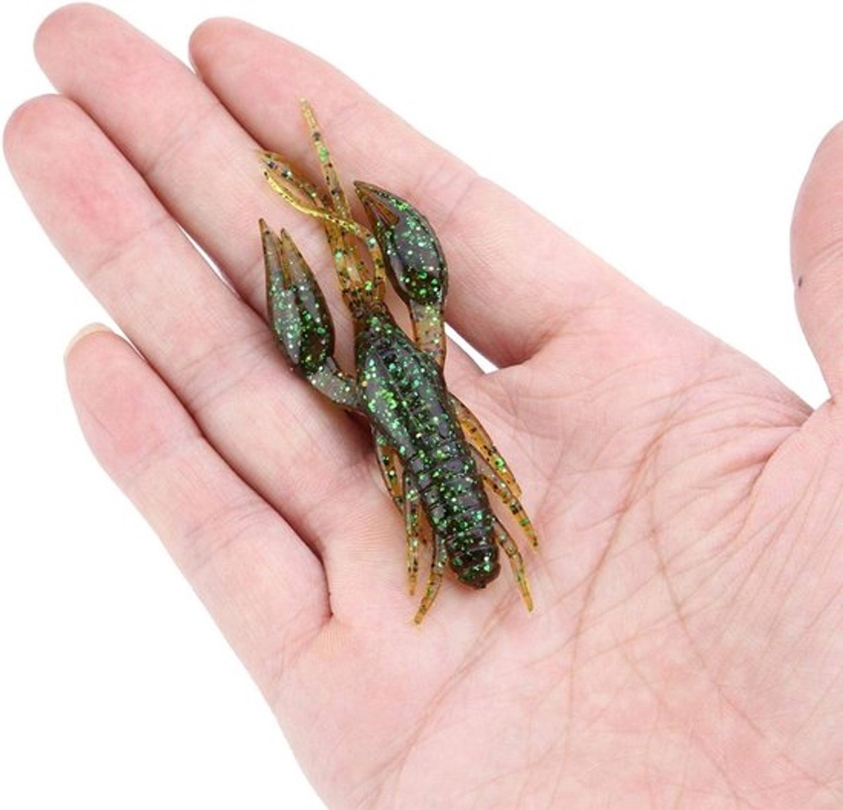 Rubber Crayfish Aas voor Vissen - 4 Stuks Zachte Crawfish Lures voor Karper en Baars in Zoet en Zout Water - Donkergroen Kreeft Aas