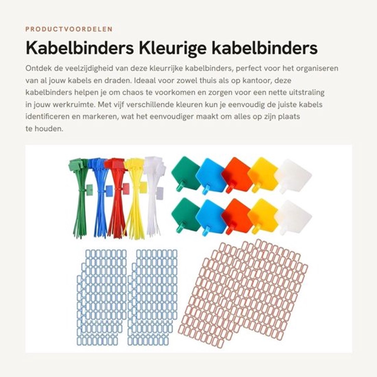 Kabelbinders 250 stuks - Nylon - Zelfborgend - Organiseren - Etiketten - Hittebestendig - 5 Kleuren - Kabelmarkeerders