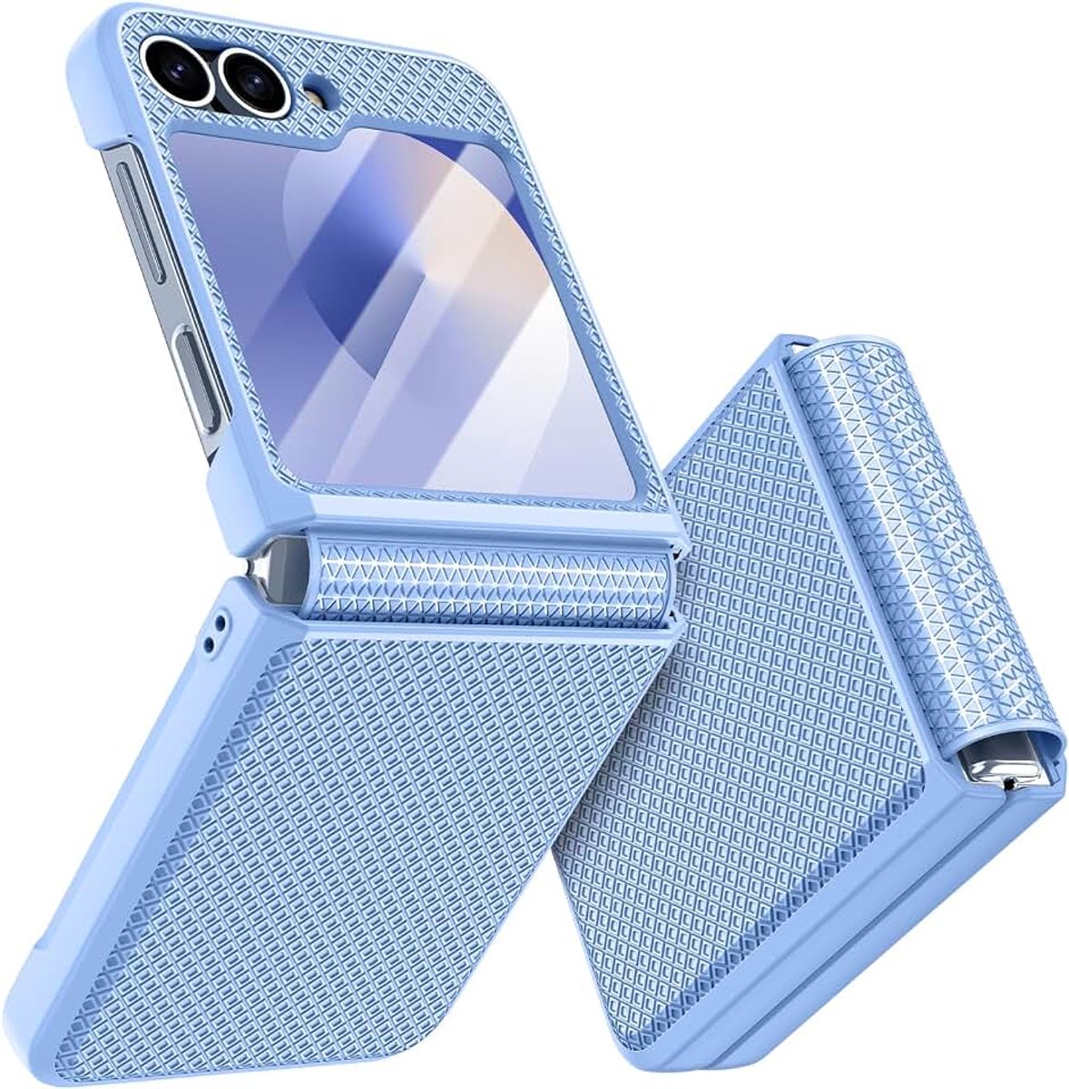Hoesje voor Samsung Galaxy Z Flip 6 / Flip 7 FE [Niet voor Flip 7] met schermbeschermer en scharnierbescherming, slanke pasvorm stijlvolle textuur antislip harde schokbestendige beschermhoes