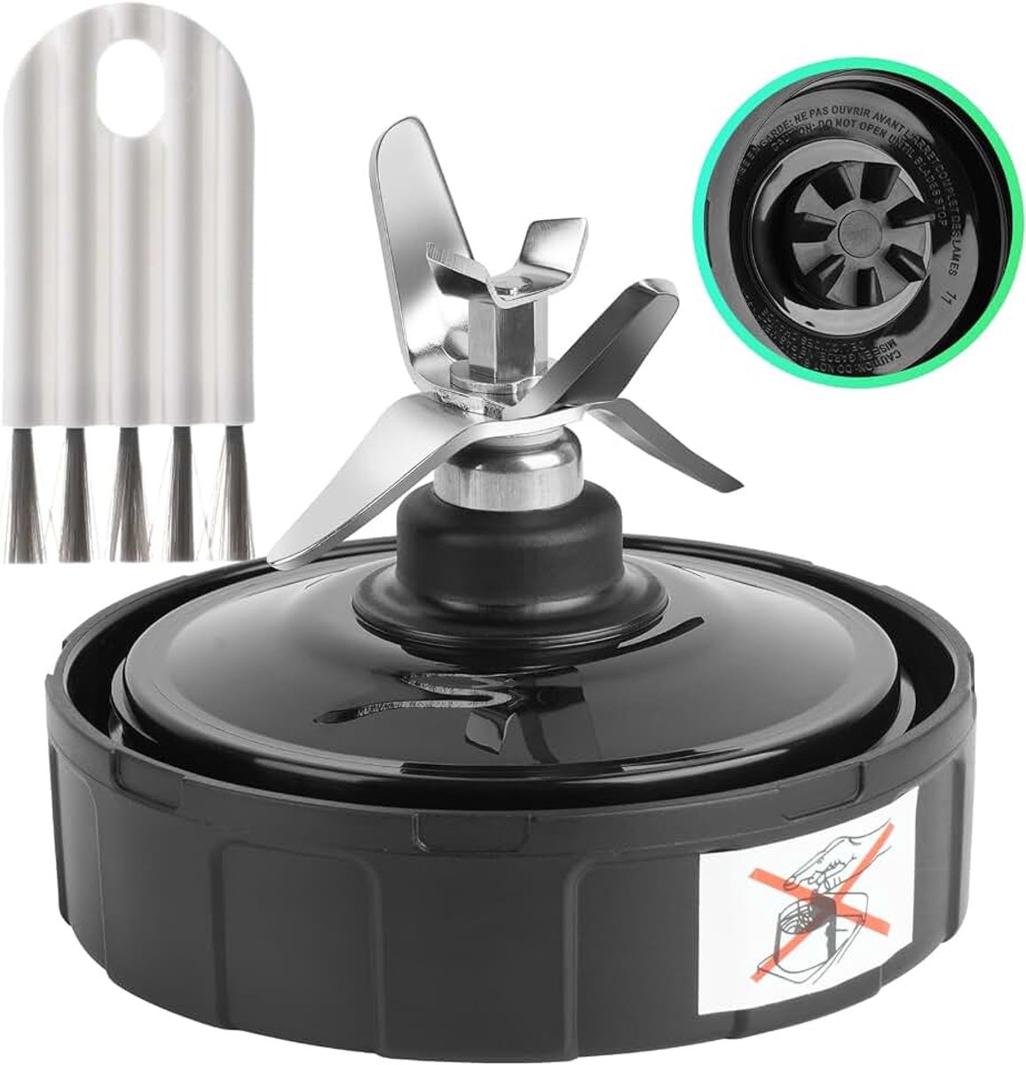 7 Fins Extractormes Vervangende Onderdelen met Borstel Compatibel met Nutri Ninja Blender BL480, BL490, BL640, BL682, NN102, BL2012/CT641, BL488W - 30, CT680, CT680A, CT680SS, CT680W, BL480-30, BL481