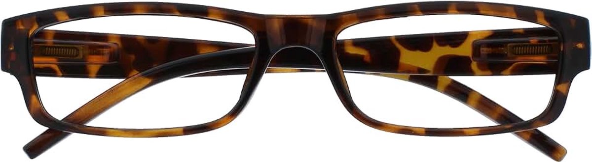 Leesbril - licht en comfortabel - lezer - klassiek modern dagelijks rechthoekig montuur - krasbestendige veerscharnieren - designer-stijl - bril/bril - heren en dames, Bruine schildpad, +