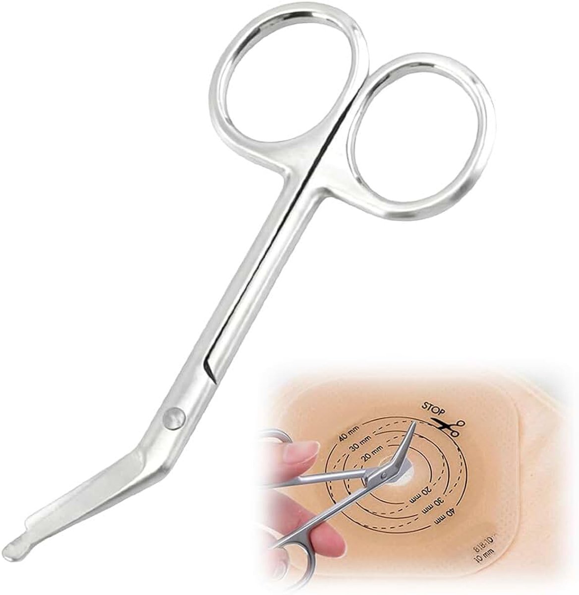 Toebehoren Zakschaart met stompe ronde punt voor colostomie-verzorging, roestvrij staal 110 mm 1 stuk
