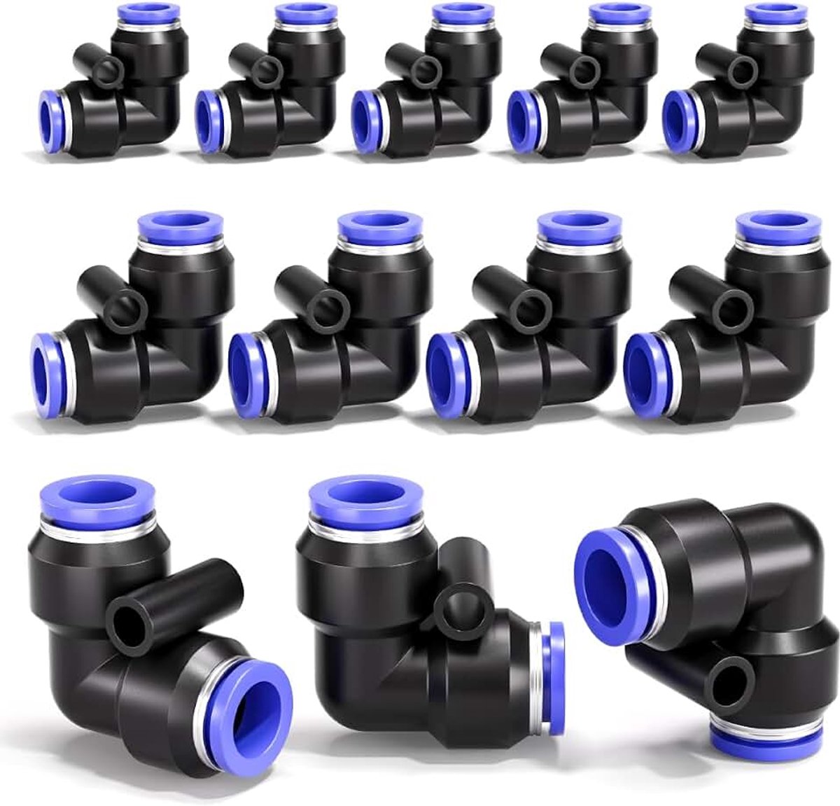 12 Pcs 8mm 90 Degree Elleboog Push in Verbind Pneumatische Fitting, 2-weg Plastic Quick Release PV Air Line Adapter