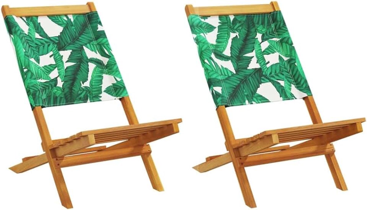 Tuinstoelen van massief acaciahout, 2 stuks, zonder armleuningen, met schuine rugleuning voor comfort, eenvoudig op te bergen en te vervoeren, ideaal voor terras en balkon