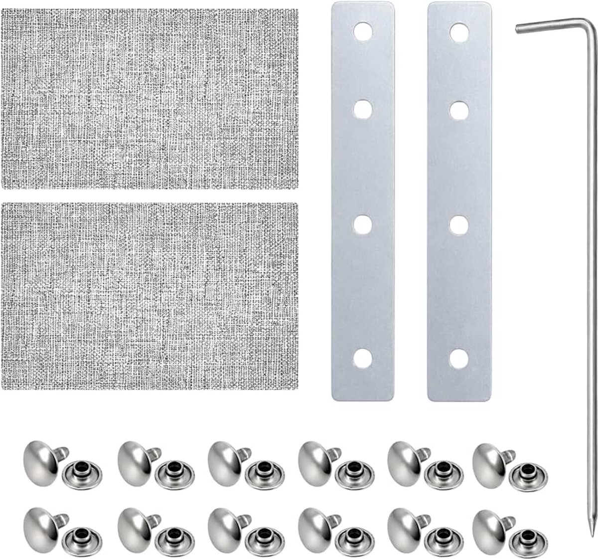 Reparatieset, rolluikriem reparatieset voor 20 mm - 23 mm riembreedte, compatibel met Maxi rolluikriem. Met 2 roestvrijstalen platen, geschikt voor rolluiken, jaloezieën en
