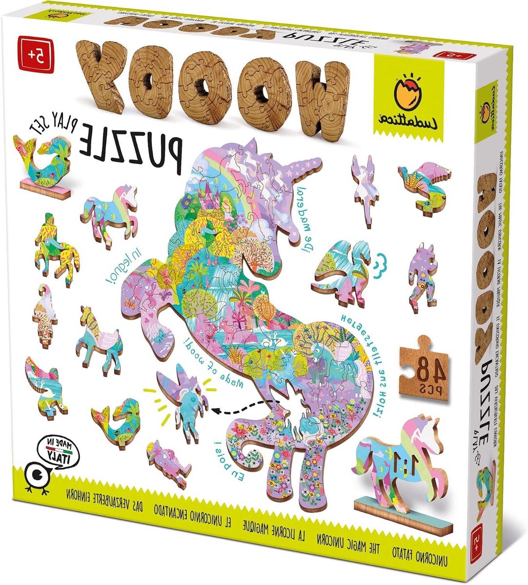 Houten Puzzel - Landschap Puzzel - Cognitieve Ontwikkeling - Natuurlijk Thema - 23 x 23 cm - Wit