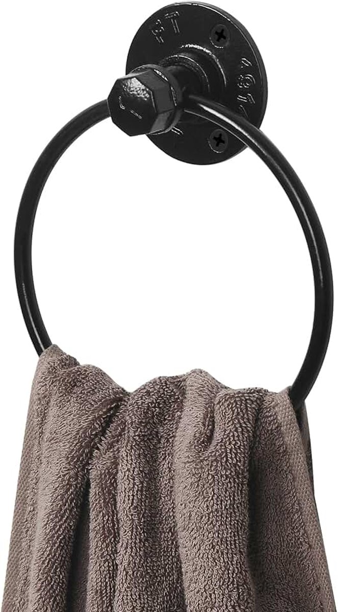 Towel Ring Rustic Pipe Hand Towel Holder Wall Mounted for Bathroom