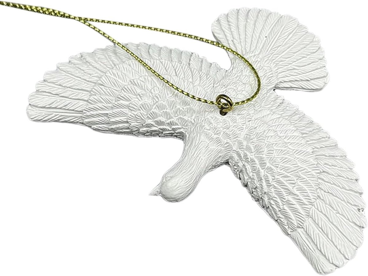 Vogeldecoratie Duif - Vogelhanger Levensecht - Tuin Verfraaien - Handgemaakt Ontwerp - 9x6 cm - Wit