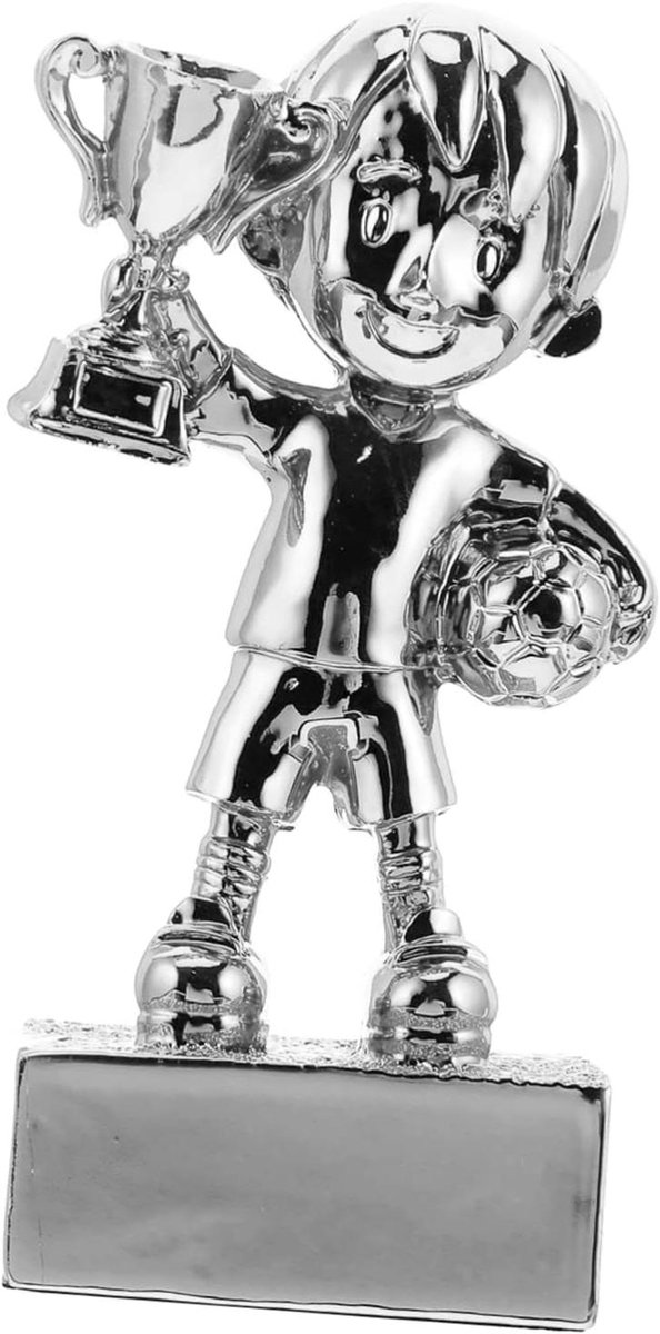 Voetbal Trofee - Winnaarstrofee Prijsbeker - Wedstrijd Beloning - Voetbal Karakter Ontwerp - 12x5.9CM - Zilver